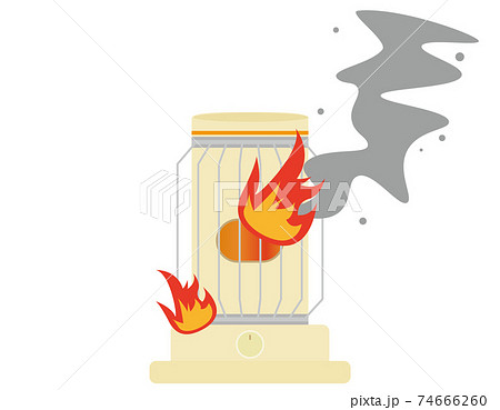 石油ストーブからの出火による火事　ベクターイラスト　　 74666260