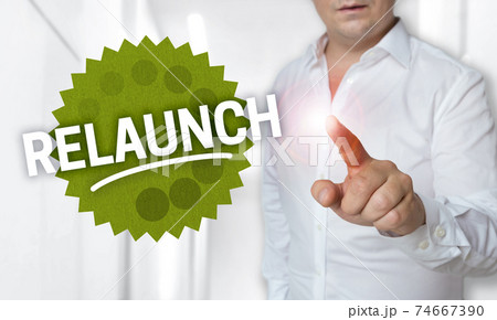 Relaunch concept shown by man Relaunch concept shown by man 74667390