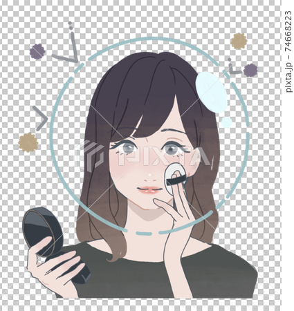 A woman who protects her skin with foundation 74668223