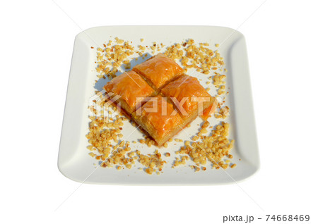 Baklava with walnut, one of the most beautiful desserts of Turkish cuisine 74668469