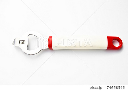 Modern look stainless steel and plastic bottle opener 74668546