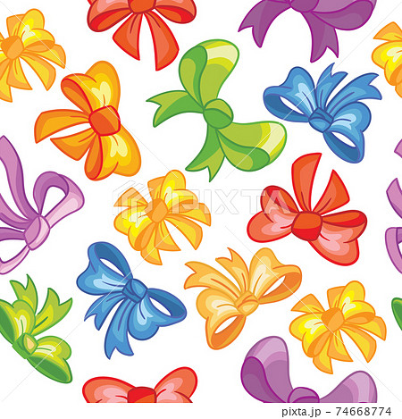 Seamless pattern with cute colorful bows on white background Seamless pattern with cute colorful bows on white background 74668774