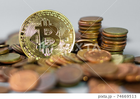 golden Bitcoin cryptocurrency and coin stack, Crypto is Digital Money within the blockchain network, is exchanged using technology and online internet exchange. Financial concept golden Bitcoin cryptocurrency and coin stack, Crypto is Digital Money within the blockchain network, is exchanged using technology and online internet exchange. Financial concept 74669513