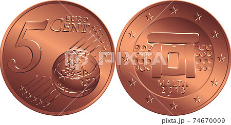 vector money bronze coin five euro cent vector money bronze coin five euro cent 74670009