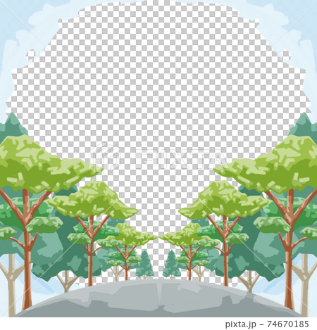 森の中の道路イラストのイラスト素材