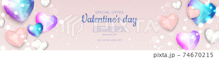 Valentine s Day Sale Poster or banner with hearts. Promotion and shopping template or background for Love and Valentine s day concept. Valentine s Day Sale Poster or banner with hearts. Promotion and shopping template or background for Love and Valentine s day concept. 74670215