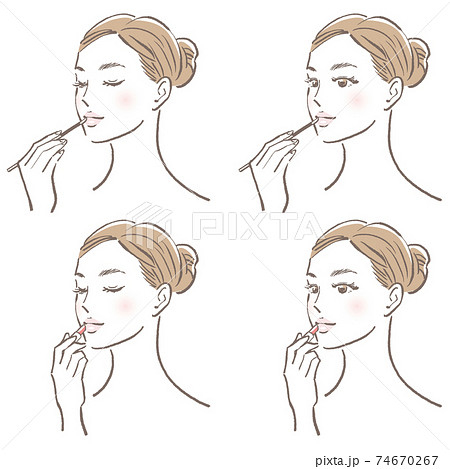 メイクアップする女性イラスト メイクアップする女性イラスト 74670267