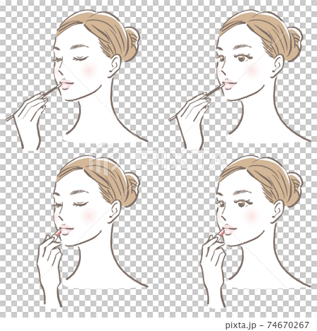 メイクアップする女性イラスト メイクアップする女性イラスト 74670267