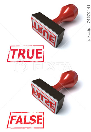 rubber stamp true false 3d rendering 74670441