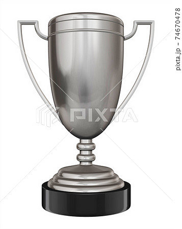 silver trophy on white background 74670478