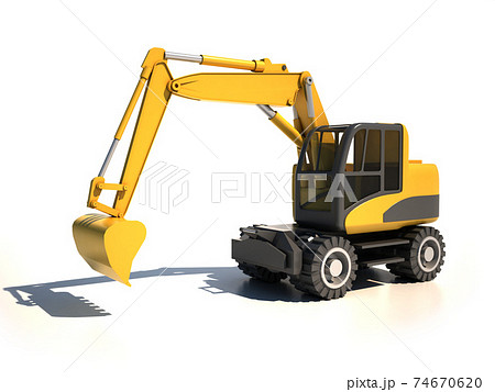 3d excavator on white background 74670620