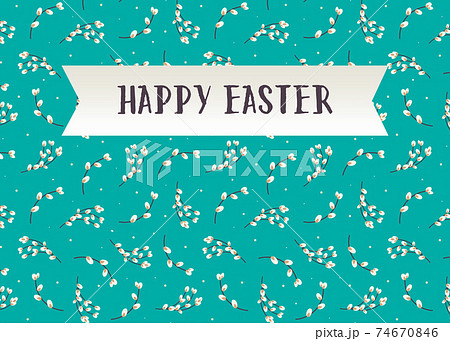 Easter greeting card. Easter banner with willow Easter greeting card. Easter banner with willow 74670846