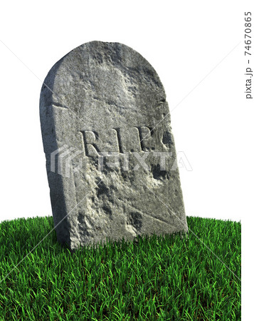 gravestone on the grass 3d rendering 74670865