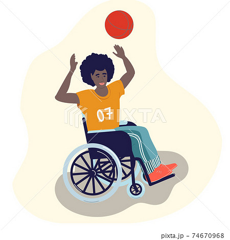 a disabled plays basketball in a wheelchair 74670968