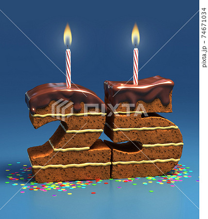 birthday cake in a shape of number 25 birthday cake in a shape of number 25 74671034