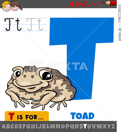 letter T from alphabet with cartoon toad animal character letter T from alphabet with cartoon toad animal character 74672603