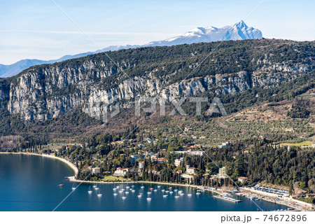 Aerial View of the Small Garda Town - Lake Garda Veneto Italy 74672896