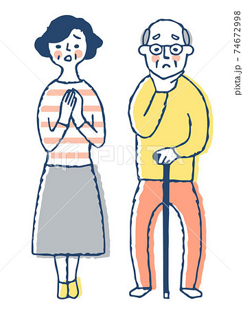 困っている表情のシニア夫婦 74672998