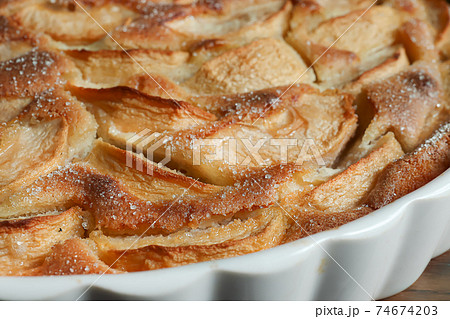 Traditional french apple pie close-up 74674203