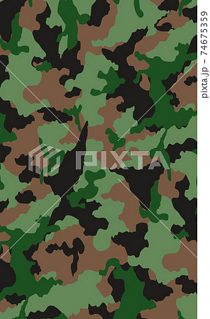Military camouflage texture khaki print background - Vector 74675359