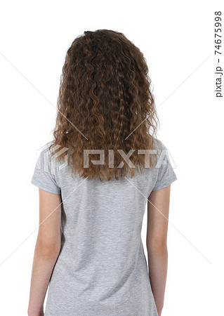 Girl stands with her back. 74675998