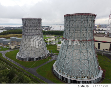 Pipes of the thermal power plant. Pipes of the thermal power plant. 74677596