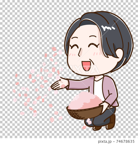 Female Senior Who Scatters Confetti Stock Illustration Female Senior Who Scatters Confetti Stock Illustration