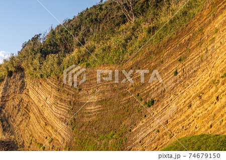 伊豆大島 地層大切断面 バームクーヘン 伊豆大島 地層大切断面 バームクーヘン 74679150