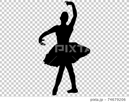 優雅にポーズを取るバレエダンサーのシルエット 2のイラスト素材