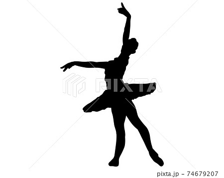 優雅にポーズを取るバレエダンサーのシルエットのイラスト素材