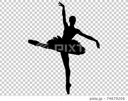 片足立ちでポーズを取るバレエダンサーのシルエット 9のイラスト素材