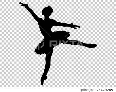 片足立ちでポーズを取るバレエダンサーのシルエット 8のイラスト素材