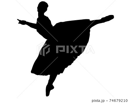 片足立ちでポーズを取るバレエダンサーのシルエット 7のイラスト素材