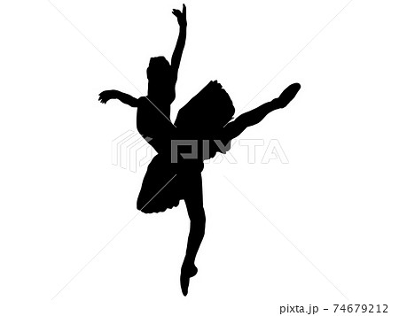 片足立ちでポーズを取るバレエダンサーのシルエット 5のイラスト素材