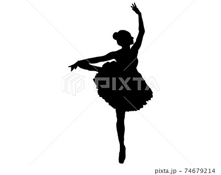 片足立ちでポーズを取るバレエダンサーのシルエット 4のイラスト素材