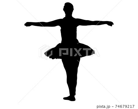 手を広げて立つバレエダンサーのシルエットのイラスト素材