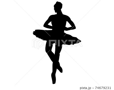 回転するバレエダンサーのシルエットのイラスト素材