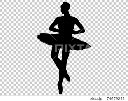 回転するバレエダンサーのシルエットのイラスト素材