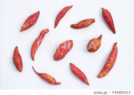 Sweet potato on white background. Top view Sweet potato on white background. Top view 74680953