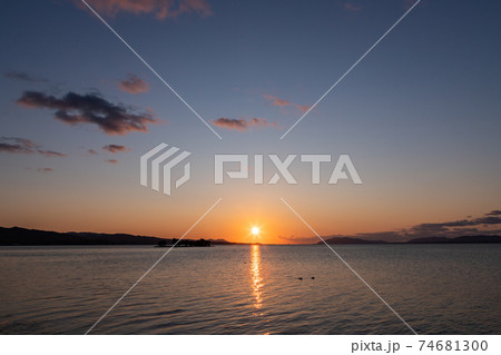 日本の夕日百選 宍道湖の夕日 島根県松江市 日本の夕日百選 宍道湖の夕日 島根県松江市 74681300