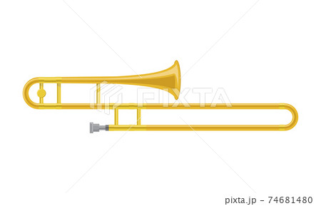 Vector illustration of a trombone in cartoon style isolated on white background 74681480