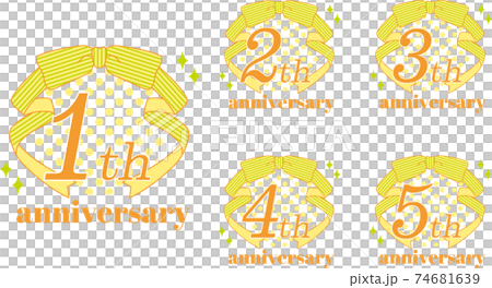 Pop and girly anniversary emblem logo set 1st-5th anniversary Pop and girly anniversary emblem logo set 1st-5th anniversary 74681639