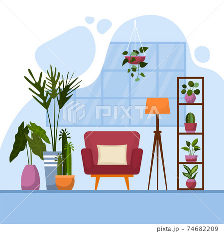 Tropical Houseplant Green Decorative Plant Interior House Illustration Tropical Houseplant Green Decorative Plant Interior House Illustration 74682209