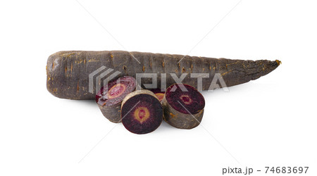 Purple carrots slice isolated on white background Purple carrots slice isolated on white background 74683697