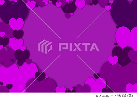 母の日素材 大小の桃/紫色ハートで形作られたクラフトっぽいハート形フレーム 横 他色有り 母の日素材 大小の桃/紫色ハートで形作られたクラフトっぽいハート形フレーム 横 他色有り 74683708