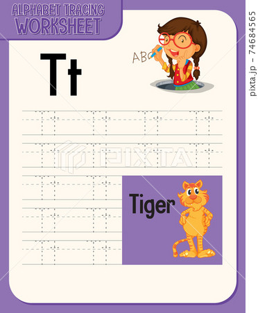 Alphabet tracing worksheet with letter and vocabulary 74684565