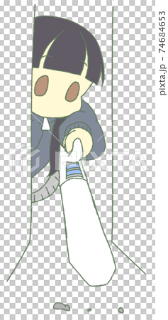 Girl vacuuming the gap (without mouth) 74684653