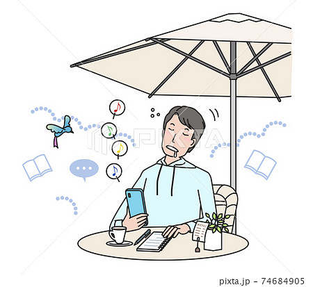 テレワーク中に居眠りをする若い男性 74684905