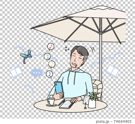 テレワーク中に居眠りをする若い男性 74684905