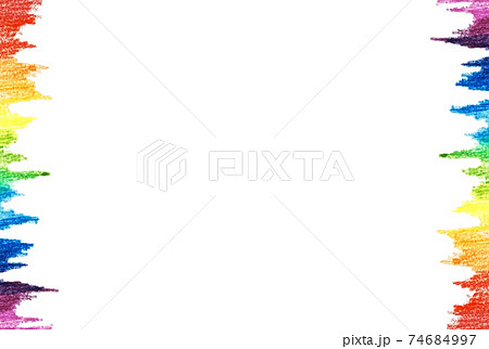 虹色の色鉛筆ギザギザフレームのイラスト素材